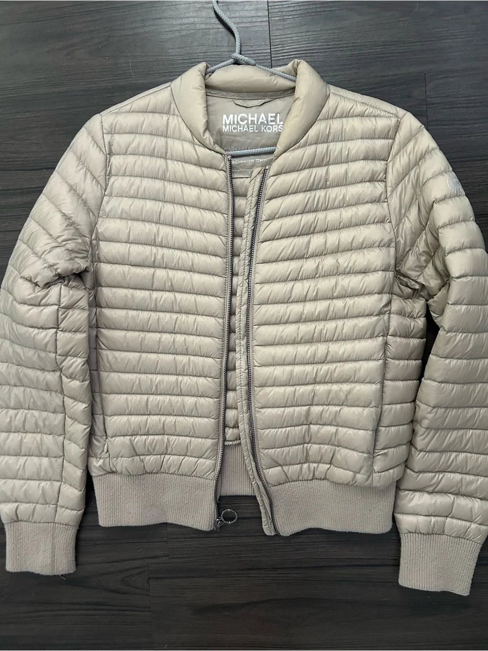 Michael Kors Quilted Bomber Jacket - Beige super soft